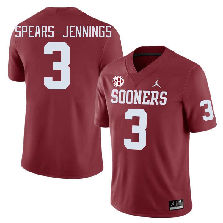 Men #3 Robert Spears-Jennings Oklahoma Sooners 2024 SEC Conference College Football Jerseys-Crimson